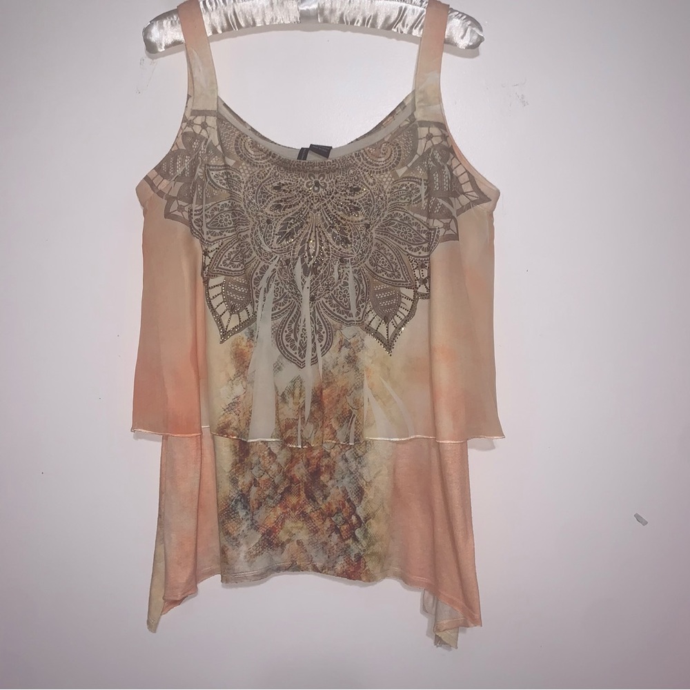 New Directions Peach and Beige knit top X-Large
